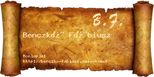Benczkó Fábiusz névjegykártya